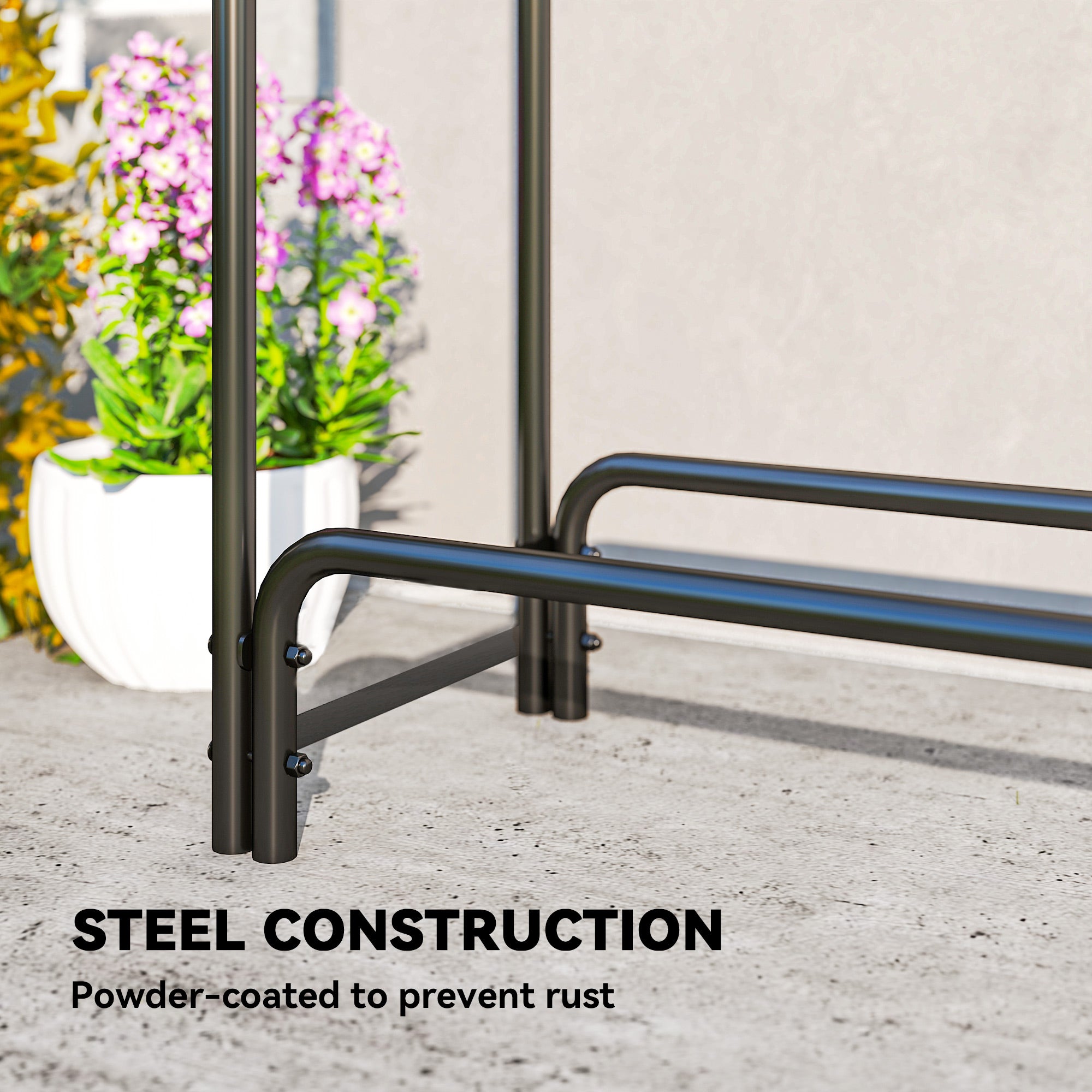 Outsunny Firewood Rack with Waterproof Cover, Heavy Duty Metal Log Store Indoors, Log Storage Holder for Outdoor Indoor Fireplace, 300 x 36 x 99 cm, Dark Green