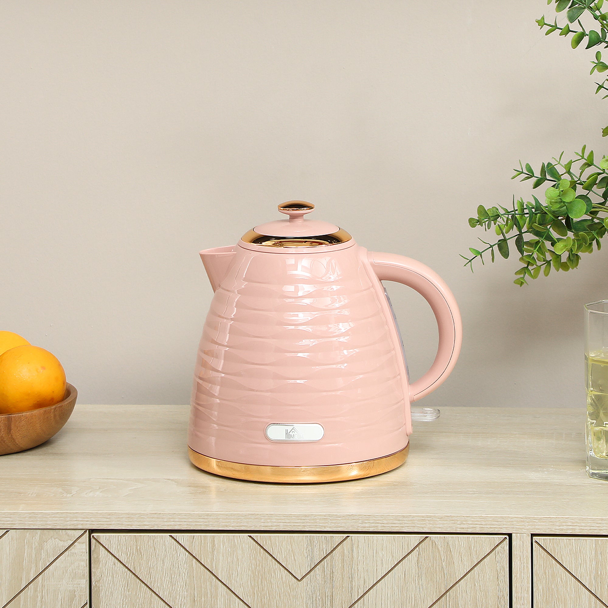 HOMCOM 3kW Rapid Boil Honeycomb Kettle - Pink