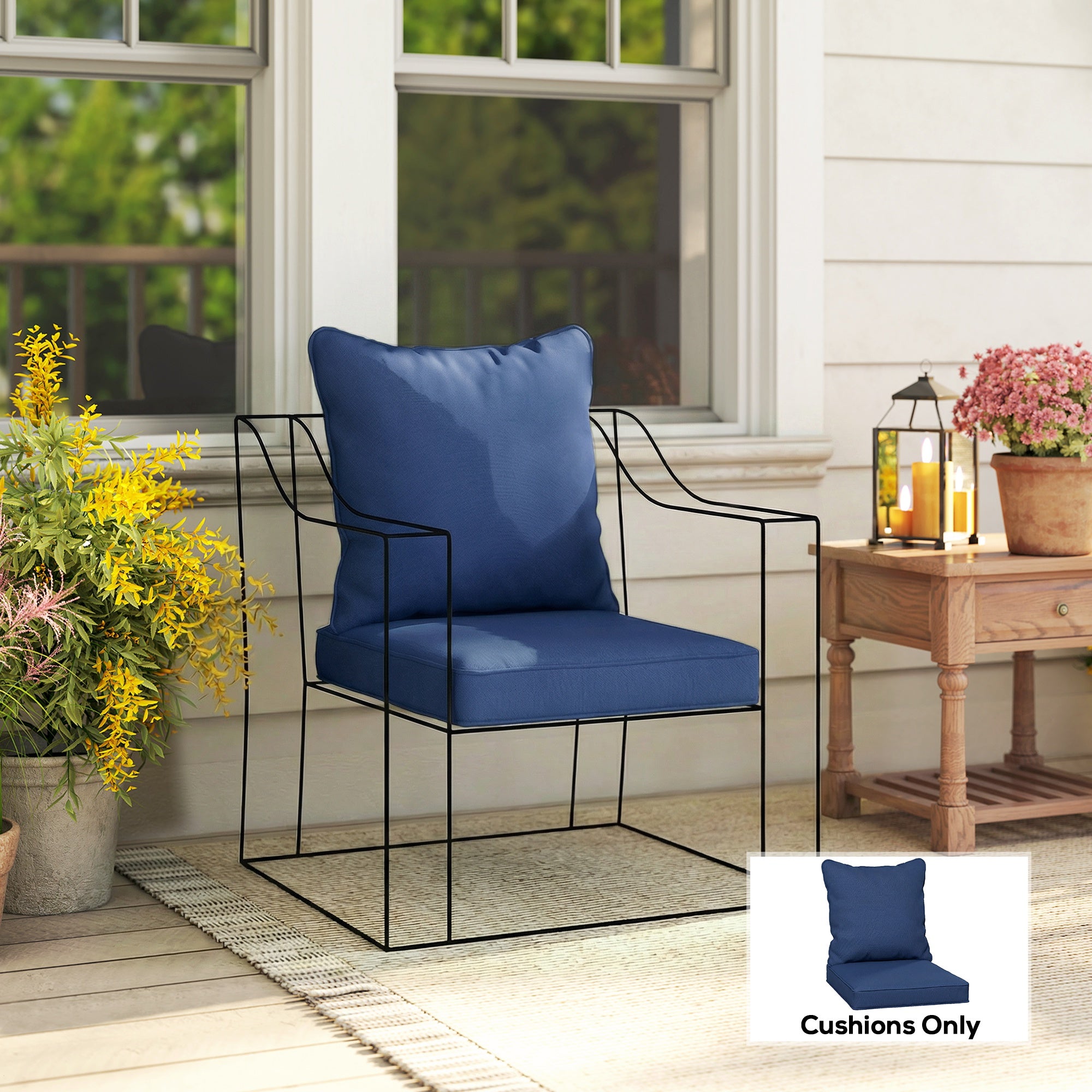 Outsunny Seat and Back Padded Cushion Set, CUSHION ONLY - Dark Blue