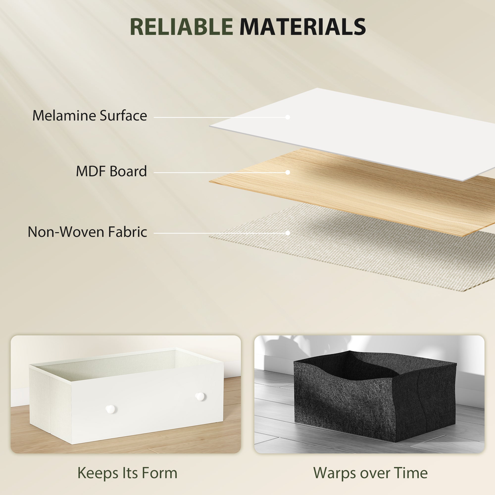 HOMCOM Chest of Drawers, Dresser with 6 Fabric Drawers - White and Grey