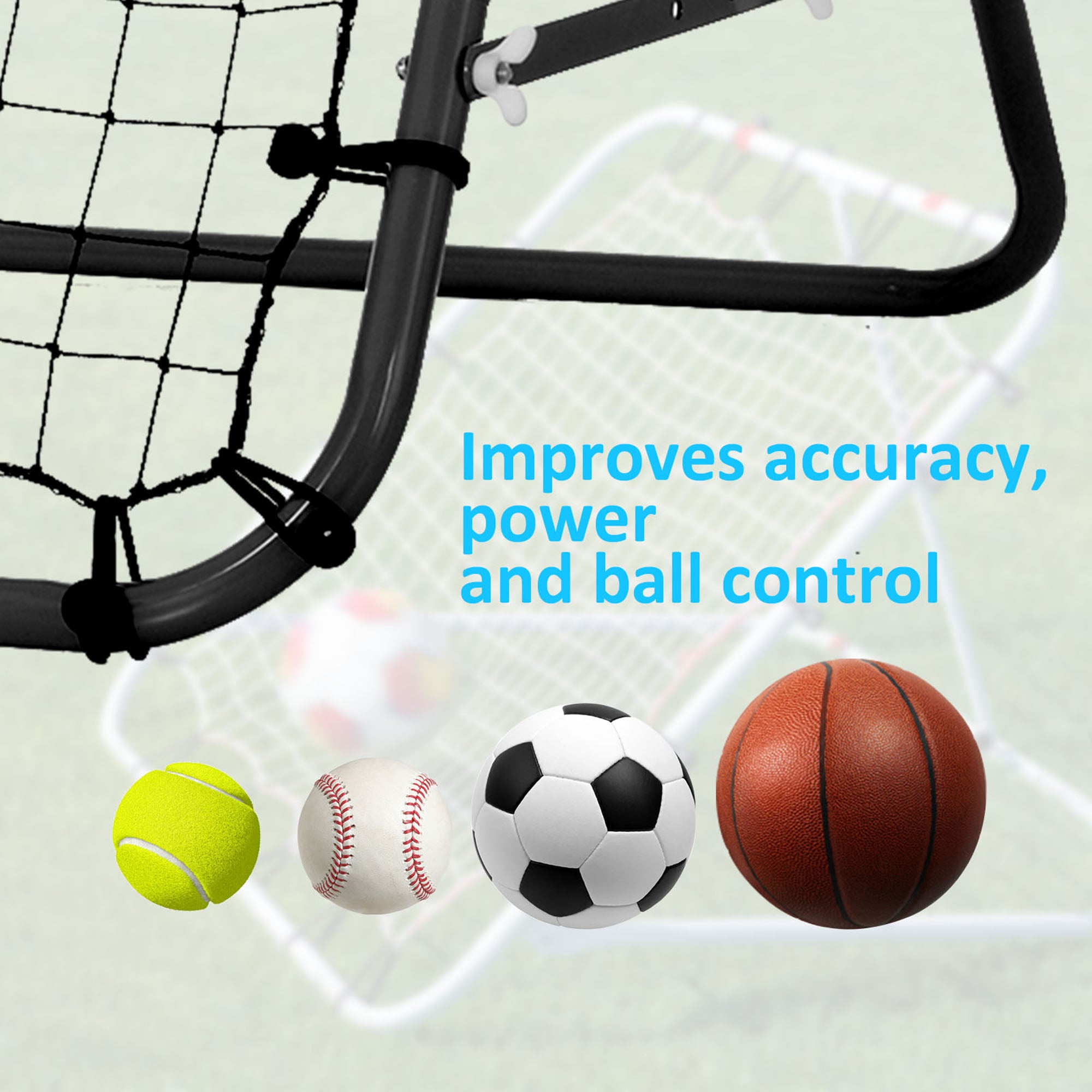 HOMCOM Adjustable Rebounder Net Kickback Target Goal for Teens Adults Training, Black