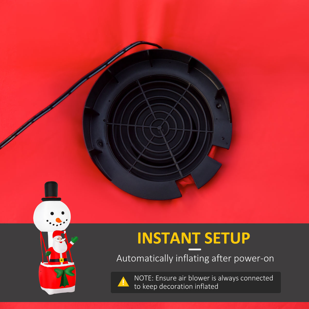 HOMCOM 8ft Christmas Inflatable Decoration with Santa Claus on Snowman Hot Air Balloon, Blow Up Xmas Decor for Outdoor Indoor with LED Lights