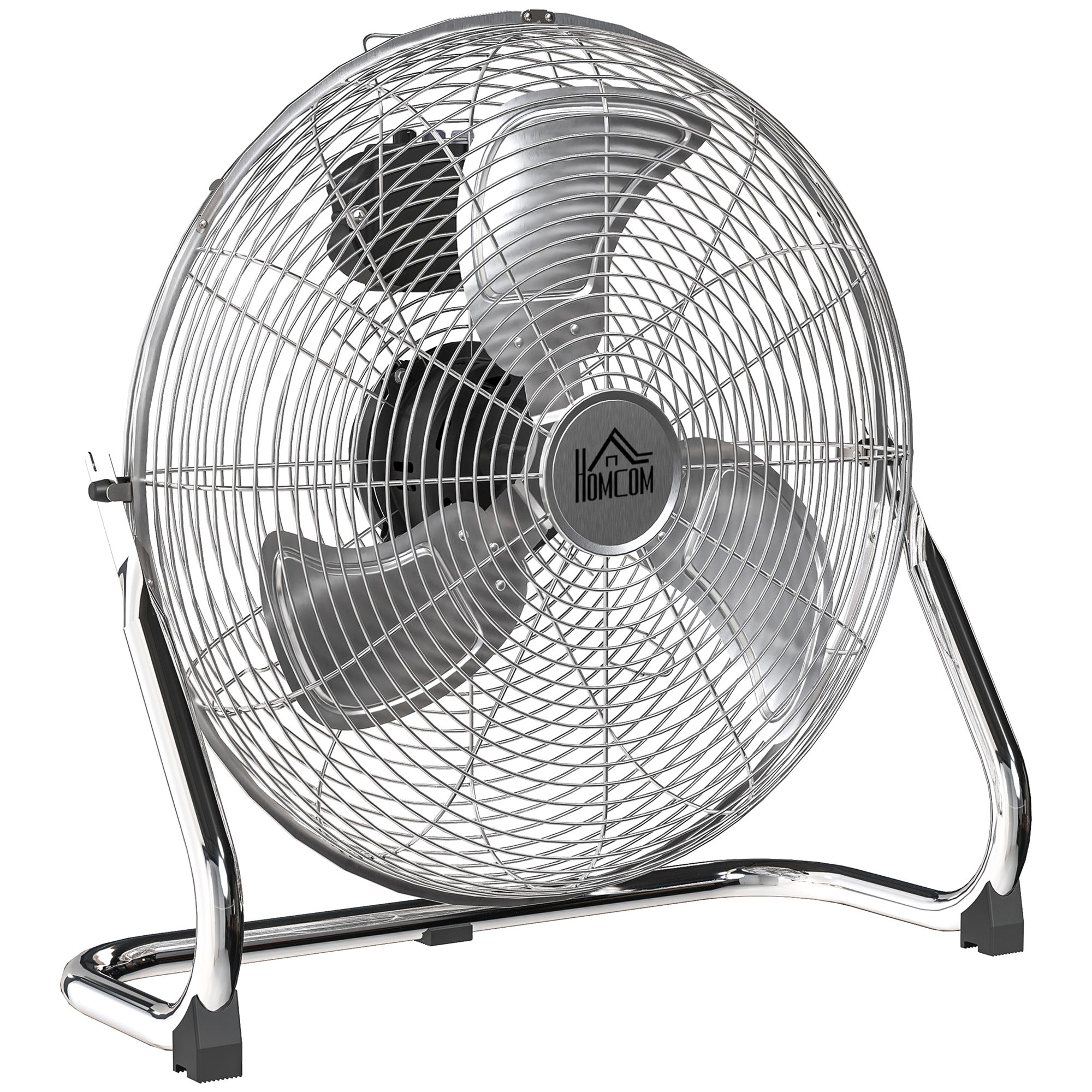 HOMCOM Metal Desk Fan with 3 Speeds & 120° Adjustable Tilt - Silver
