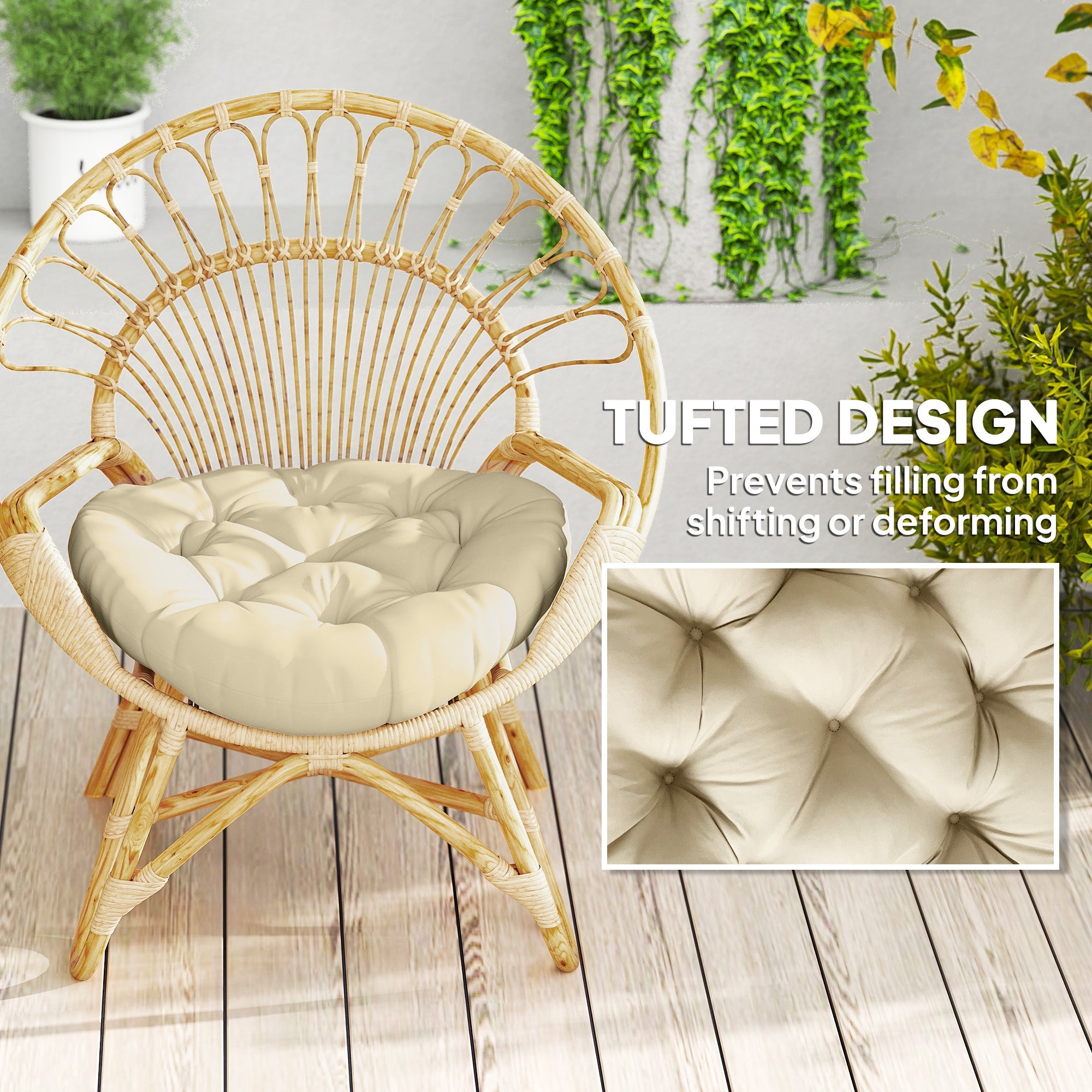 Outsunny Set of Two Φ60cm Outdoor Cushions - Beige