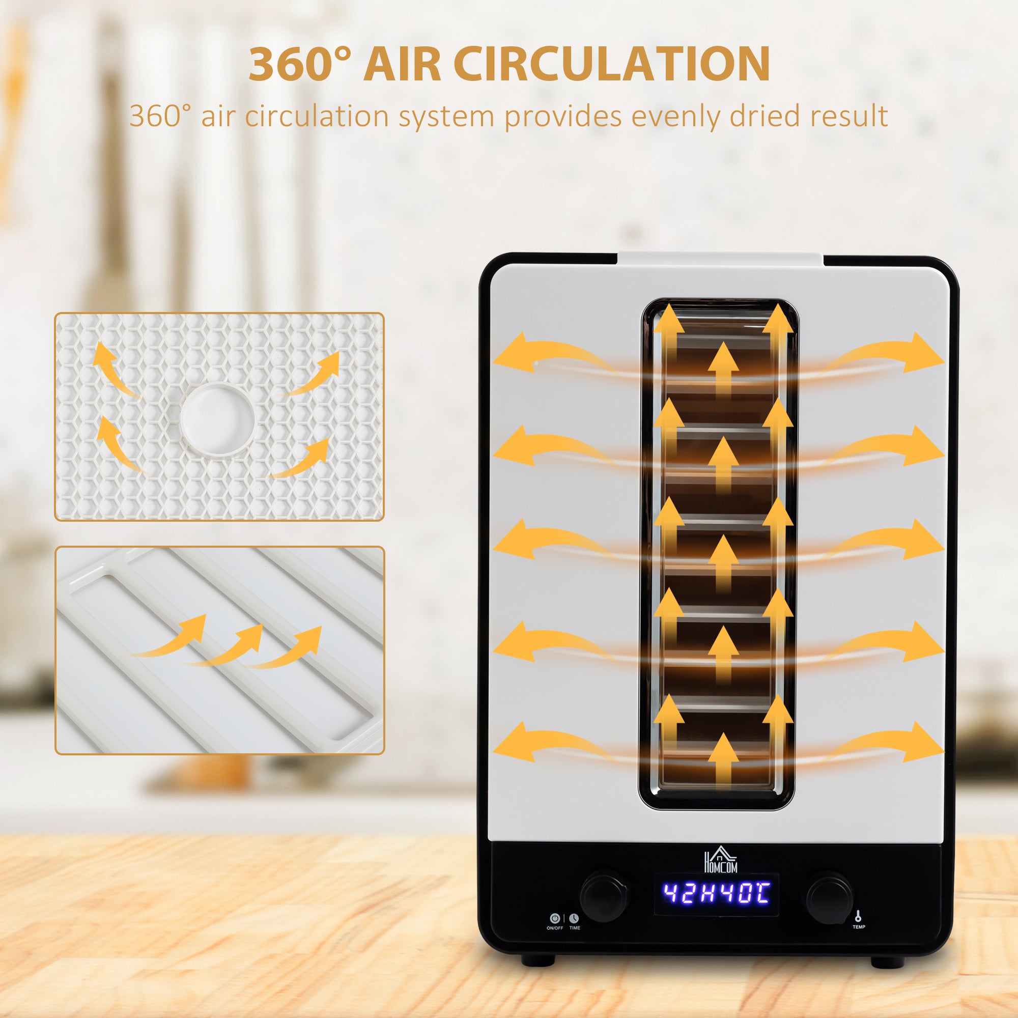 HOMCOM 11-Tray Food Dehydrator, 40-70\'e2\'84\'83 Temperature and Timer