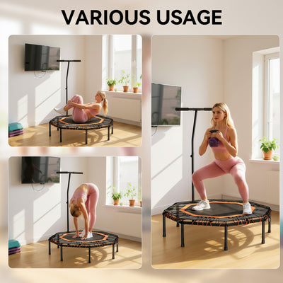 HOMCOM Fitness Trampoline, Bouncer with Adjustable Handle, Max Load 150 kg 