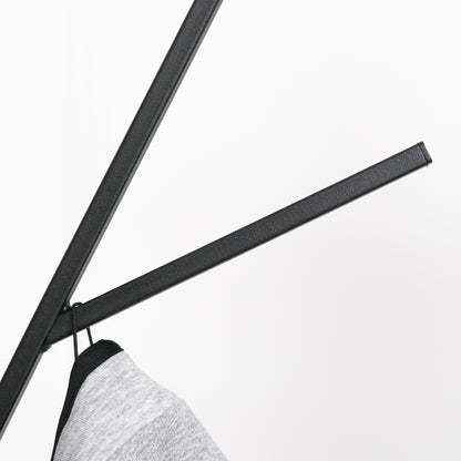 HOMCOM Freestanding Metal Coat Rack Stand 9 Hooks Clothes Tree with 1 Shelf Hat Display Hall Tree Hanger Bag Umbrella Hanging Organiser Black 