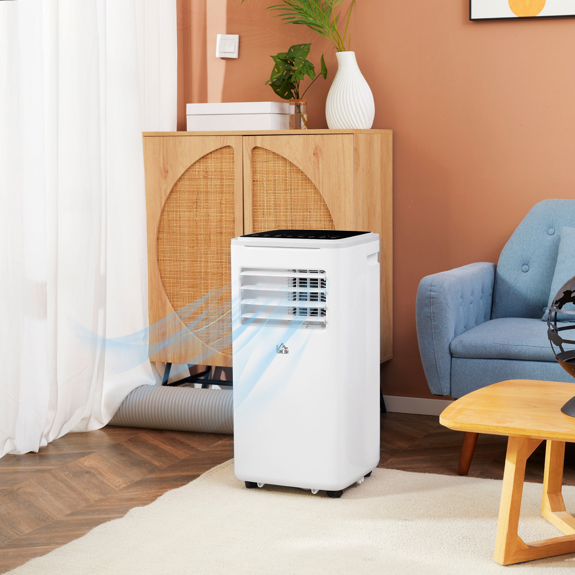 HOMCOM 9000 BTU Portable Air Conditioner, Smart Home WiFi Compatible, 4 in 1 Air Conditioning Unit, Dehumidifier, Fan with Remote, 24H Timer, Window Venting Kit, 20m\'c2\'b2, R290, A Energy Efficiency