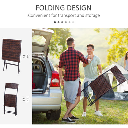 Outsunny 2-Seater Rattan Bistro Set: 1 x table, 2 x chairs-Brown 