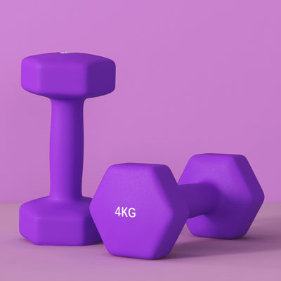SPORTNOW 2 x 4kg Hexagonal Dumbbells Weights Set with Non-Slip Grip for Home Gym Workout, Purple 
