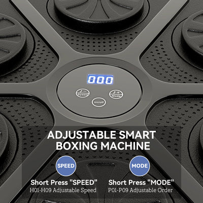 SPORTNOW Music Boxing Machine, Smart Bluetooth Boxing Machine Wall Mounted with 9 Speeds & Modes, LED Lights and Gloves, Punching Pad for Adults, Black 