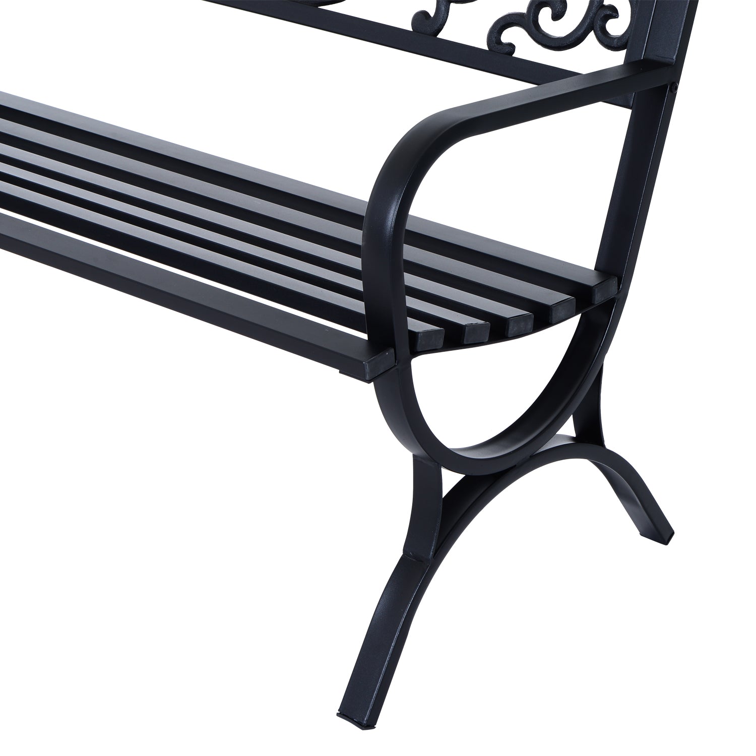 Outsunny 127L x 60W x 85H cm Powder Coated Garden Bench for Patio Backyard, Steel-Black 