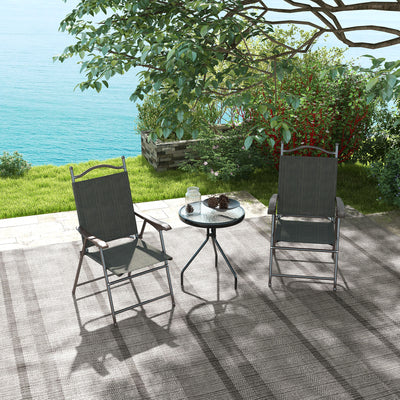 Outsunny Set of Two Folding Garden Chairs, with Fabric Mesh Seats - Dark Brown 