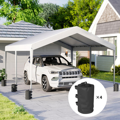 Outsunny Set of 4 Gazebo Weights Sand Bags, Gazebo Water Weights Bags with Carry Handles for Garden Marquee, Parasol, Black 