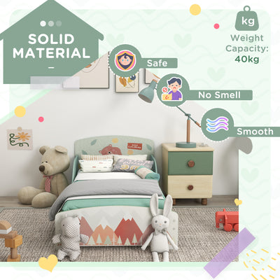 ZONEKIZ Toddler Bed Frame, Kids Bedroom Furniture for Ages 3-6 Years, Green 