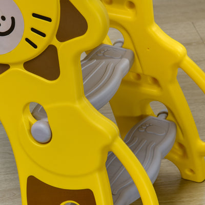 AIYAPLAY Baby Slide with Basketball Hoop, Climber, Easy to Assemble Kids Slide for Indoor Use, for Ages 18-36 Months - Yellow 