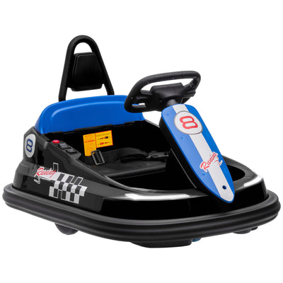 HOMCOM 6V Electric Kids Bumper Car, 6V Spin Waltz Car, with Music, Horn, Lights - Black 