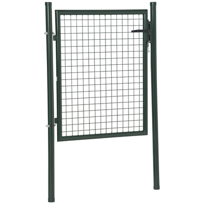 HOMCOM Green Steel Garden Gate with Lock and 3 Keys 97 x 150cm, Green 