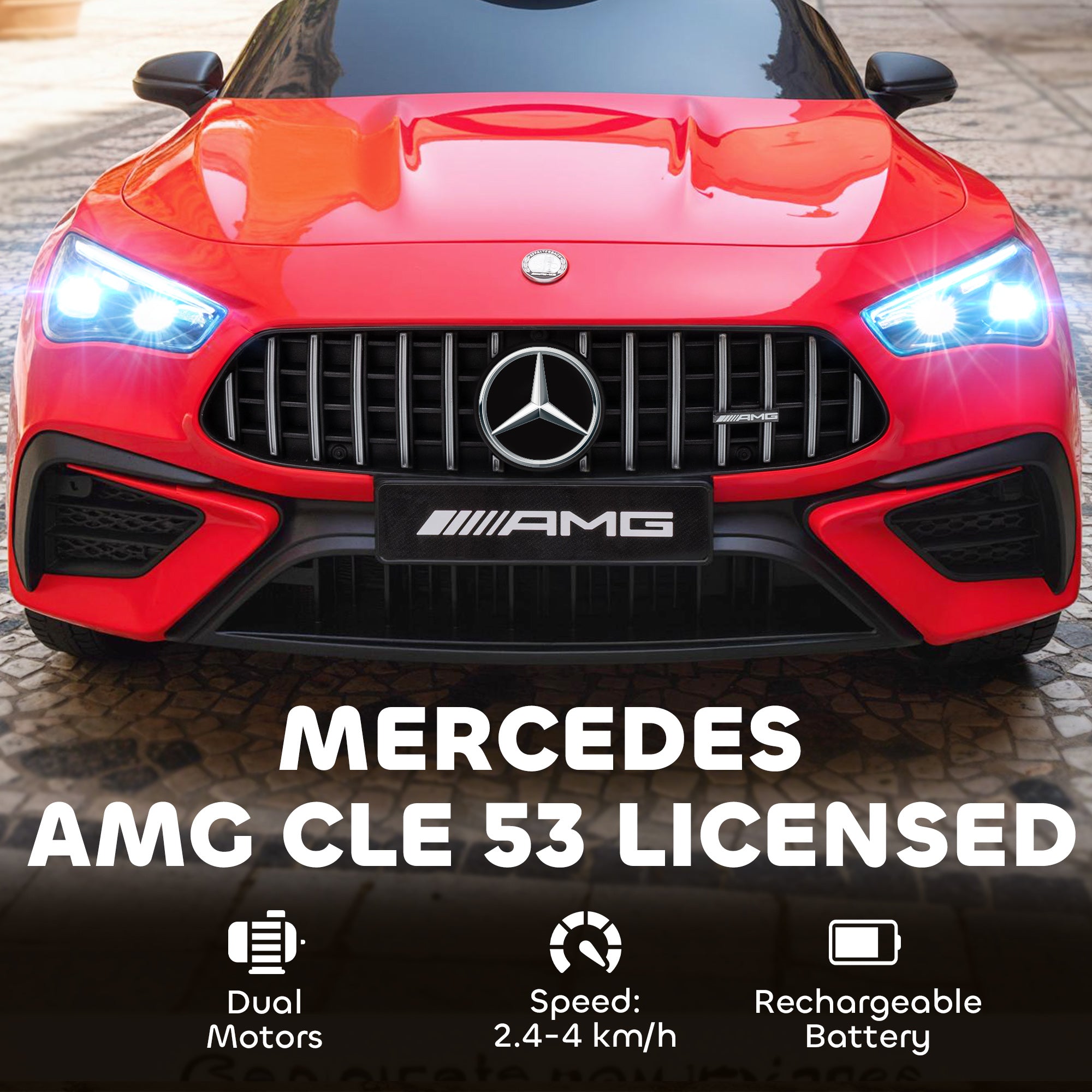 AIYAPLAY Licensed Mercedes AMG Kids Electric Car, 12V Ride On Car with Dual Motors, Remote Control for 3-6 Years, Red 