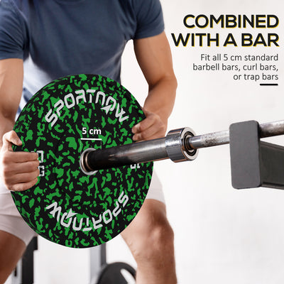 SPORTNOW Olympic Weight Plates Set, Solid Rubber Bumper Plates Weights Discs with 2"/5cm Holes, for Home Gym Weight Lifting Strength Training, 2 x 10kg 