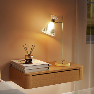 HOMCOM Modern Table Lamp, Bedside Lamp with Adjustable Flower-Shaped Head and E27 Socket for Living Room Bedroom Study, Bulb Not Included, Gold Tone 