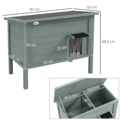PawHut Feral Cat House, Wooden Insulated with Removable Floor, Water-Resistant Openable Roof - Charcoal Grey 