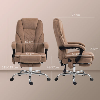 Vinsetto Massage Office Chair, Heated Reclining Computer Chair with Adjustable Height and Footrest, Brown 