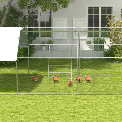 PawHut Chicken Perch for Coop, Wooden and Galvanised Steel Roosting Bar Jungle Gym, Chicken Roosting Ladder for Backyard Farm 