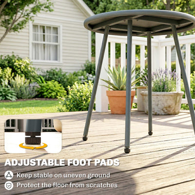 Outsunny 3 Piece Rattan Bistro Set, Outdoor Garden Furniture Set with 2 Chairs, Round Coffee Table for Patio, Balcony, Dark Grey 