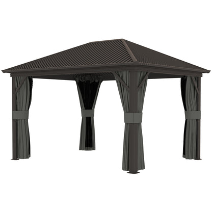 Outsunny 3.6 x 3(m) Aluminium Frame Hardtop Gazebo, with Accessories 