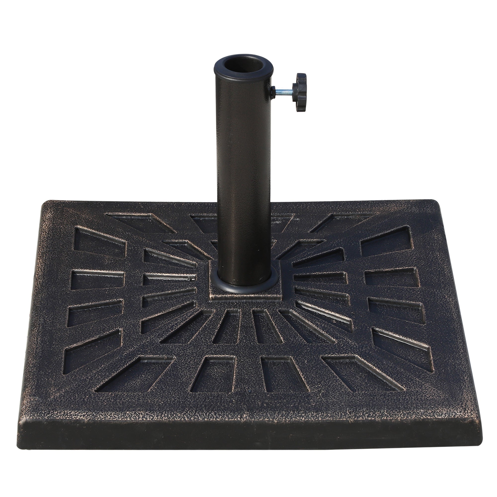 Outsunny 15kg Resin Durable Patterned Colophony Garden Patio Square Umbrella Stand Base Stand Bronze 