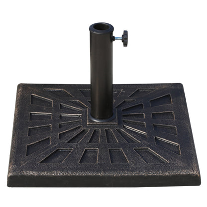 Outsunny 15kg Resin Durable Patterned Colophony Garden Patio Square Umbrella Stand Base Stand Bronze 