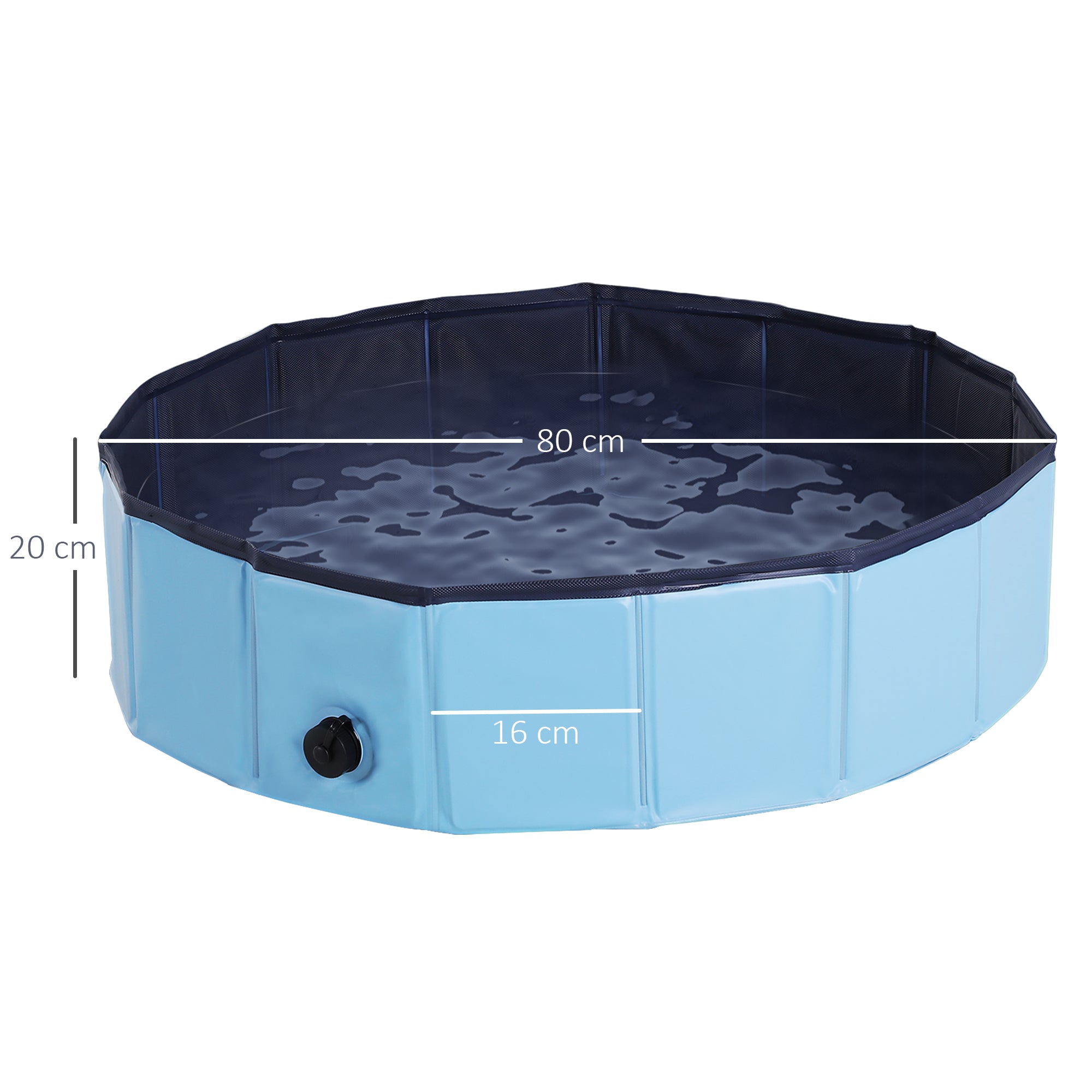 PawHut Foldable Dog Paddling Pool Pet Cat Swimming Pool Indoor/Outdoor Collapsible Summer Bathing Tub Shower Tub Puppy Washer (Φ80 × 20H cm, Blue) 