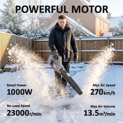 Outsunny Leaf Blower Cordless with 2 x 4000mAh Batteries & Charger, 36V Lightweight Garden Blower with 1000W Brushless Motor 