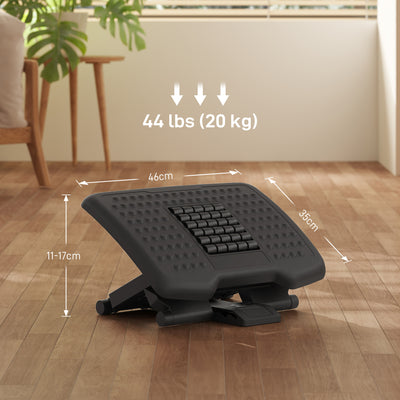 HOMCOM Three-Level, Multi-Angle Massage Footrest - Black 