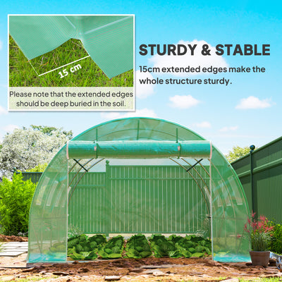 Outsunny 4 x 3 x 2m Polytunnel Greenhouse Replacement Cover ONLY Winter Garden Plant PE Cover for Tunnel Walk-in Greenhouse with Roll-up Windows Door Outdoor, Green 