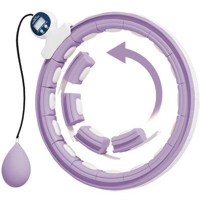 SPORTNOW Smart Weighted Hula Hoop, Massage Hula Ring w/ 16 Detachable Knots, 360° Auto-Rotating Ball, Digital Counter, Purple 
