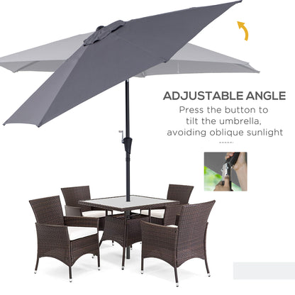 Outsunny 2.6M Garden Parasol Umbrella with Tilt and Crank, Outdoor Sun Parasol Sunshade Shelter with Aluminium Frame, Grey 