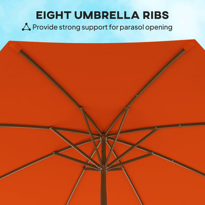 Outsunny 3m Wood Pole Parasol Umbrella - Orange 