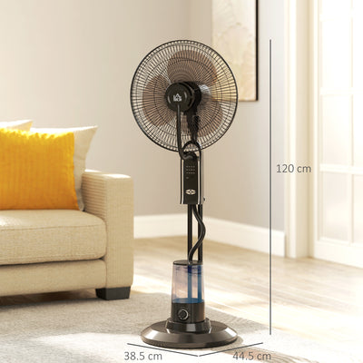 HOMCOM Pedestal Fan with Water Mist Spray, Spray Misting Fan with 70° Oscillation, Tilt Head, 3 Speeds, 3 Modes, Adjustable Mist, 3.2L Water Tank, for Home, 120 cm 