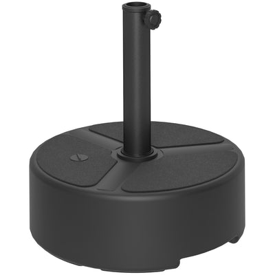 Outsunny Round Garden Parasol Base, Garden Umbrella Stand Heavy Duty Parasol Base, Filled Up to 20kg with Stand or 18kg with Water for Garden, Poolside, Black 