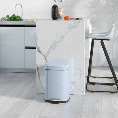 HOMCOM 12L Modern Boxy Metal Home Kitchen Bin - Light Blue 