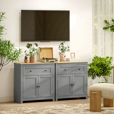 HOMCOM Sideboard Storage Cabinet, Morden Kitchen Cupboard with Adjustable Shelf, Drawer and Double Doors, Sideboard for Living Room, Dining Room, Hallway, Grey 