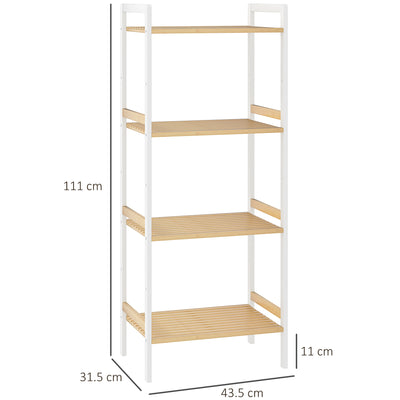 HOMCOM Four-Tier Bamboo Adjustable Shelf Storage Unit 