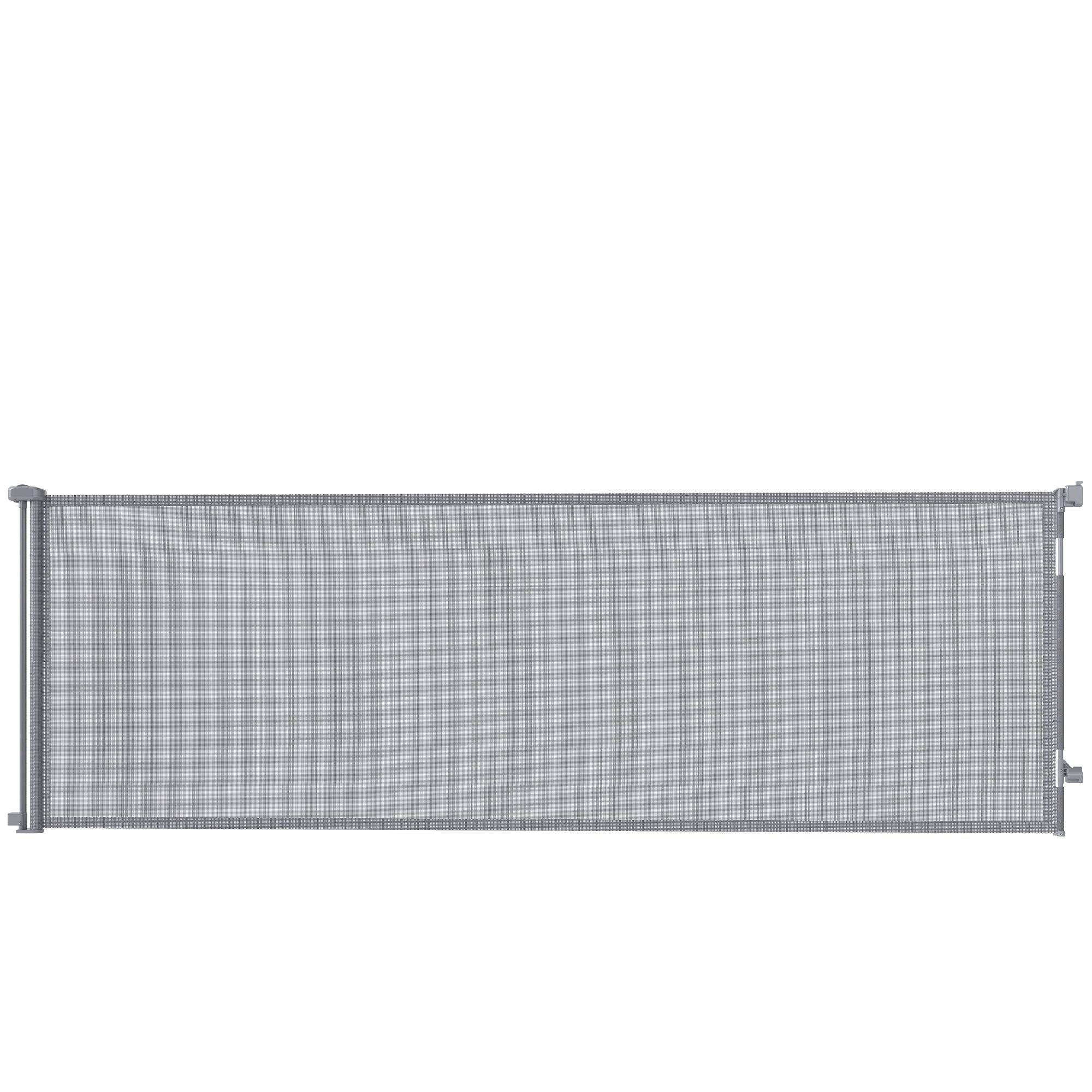PawHut Retractable Dog Gate, Extends to 300 cm Wide & 104 cm Tall, Mesh Pet Gate Single Hand Operation, for Stairs Doorways 