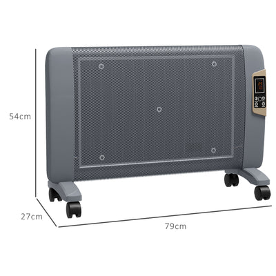 HOMCOM Mica Electric Space Heater, Portable Heater for Home with 2 Heat Settings, Living Room, Study, Garage, Adjustable Temperature 18-30\'c2\'b0C, 1000W/2000W, Grey 