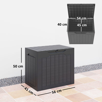 Outsunny 93L Plastic Garden Storage Box, Outdoor Storage Box with Handles, Waterproof Outdoor Storage Container, Black 