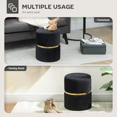 HOMCOM Velvet-Feel Storage Ottoman - Black 