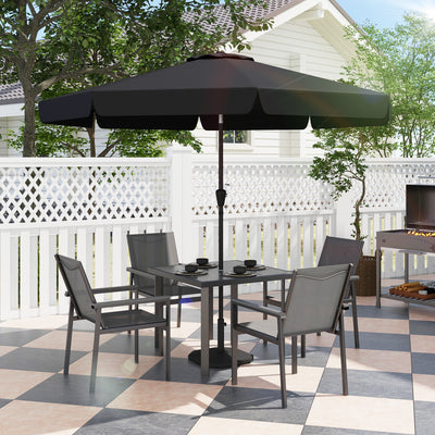 Outsunny Five-Piece Metal Dining Set, with Glass-Top Table - Grey 