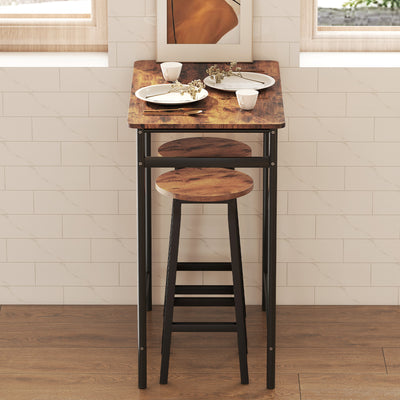HOMCOM Bar Stools Set of 2 Breakfast Bar Stools with Footrest, Industrial Round, 32 x 32 x 65 cm, Rustic Brown 
